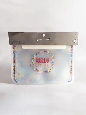 4 Reusable Snack Sandwich Food Storage Bags BPA Free Floral Clear Zip Top NEW